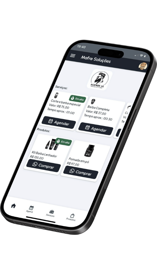 AgendaJá - Interface do Sistema de Agendamento para Barbearias